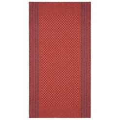 Grubentuch theedoek geblokt 50 x 100 cm linnen/katoen oranje/grijs