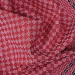 Grubentuch theedoek geblokt 50 x 100 cm linnen/katoen rood/zwart