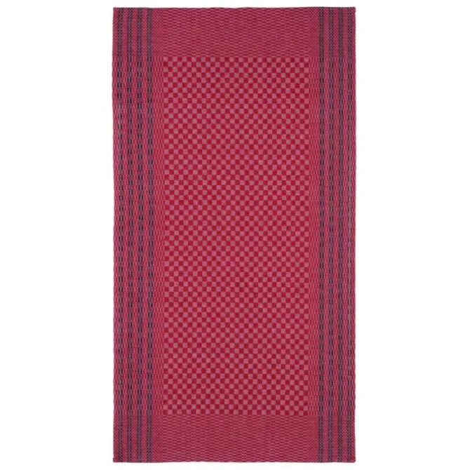 Grubentuch theedoek geblokt 50 x 100 cm linnen/katoen rood/zwart