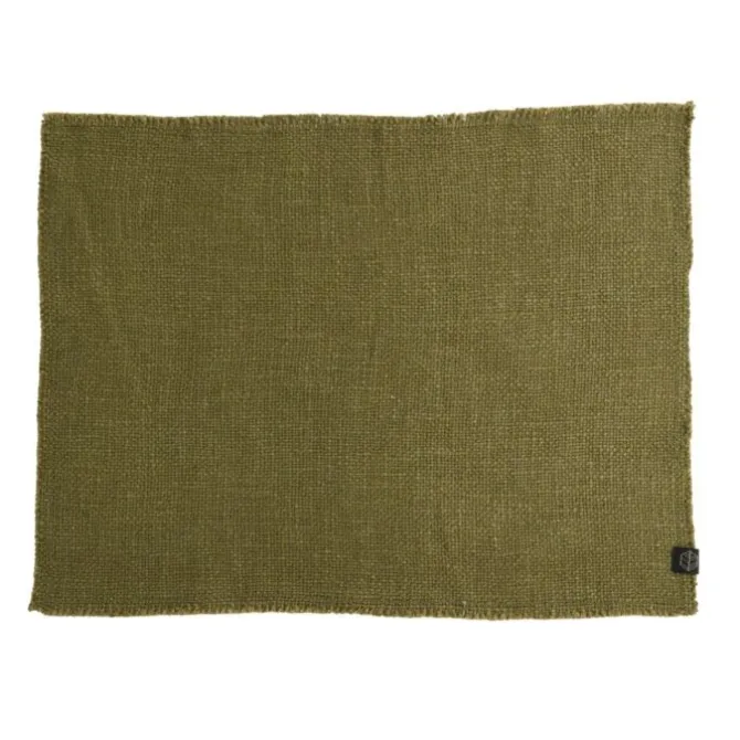 Haomy California placemat 34 x 45 cm viscose linnen olijfgro