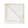 Haomy Verone servet 40 x 40 cm linnen wit met bruine rand