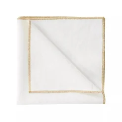 Haomy Verone servet 40 x 40 cm linnen wit met bruine rand