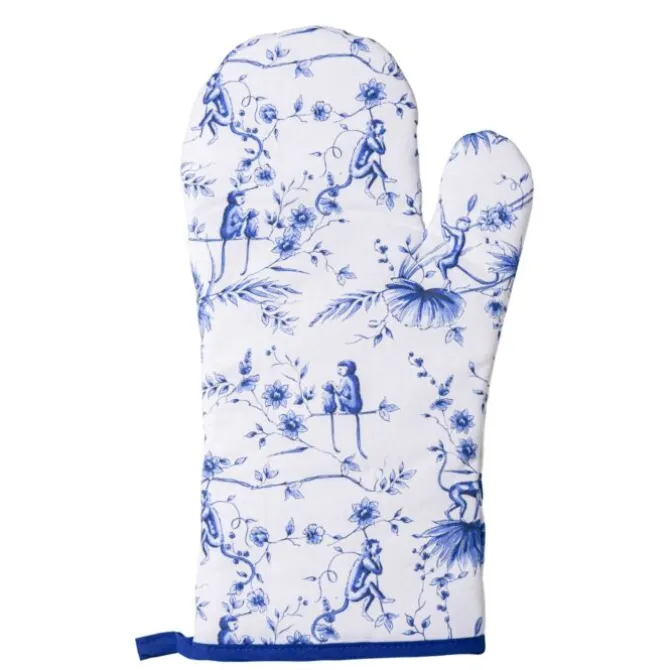 Heinen Delfts Blauw Aapjes ovenwant wit
