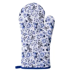 Heinen Delfts Blauw Bloemen ovenwant wit