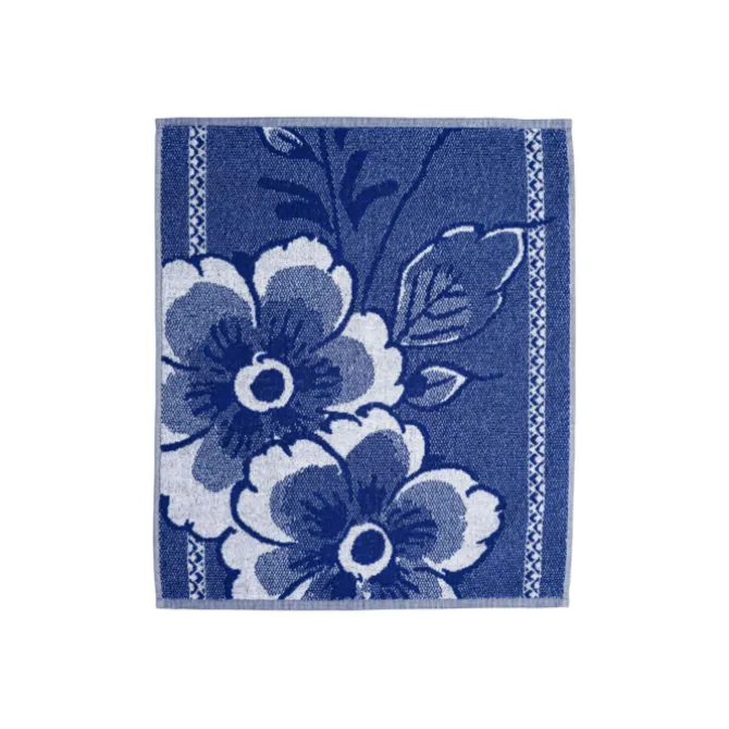 Heinen Delfts Blauw Bloem handdoek
