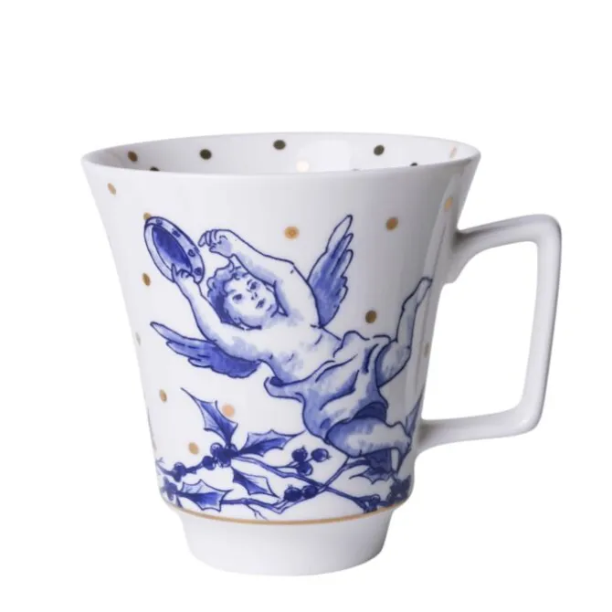 Heinen Delfts Blauw Kerstengel theemok
