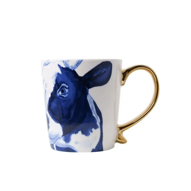 Heinen Delfts Blauw koe mok goudkleurig