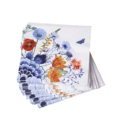 Heinen Delfts Blauw Wildbloemen servetten 20 stuks