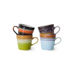 HK Living ACE7231 Solid cappuccinomok 300 ml aardewerk 4-delig