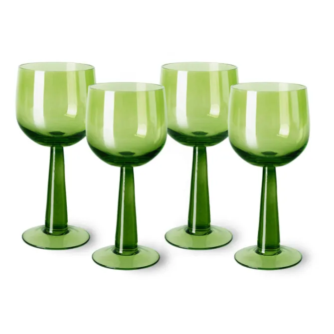 HK Living AGL4470 The Emeralds wijnglas lang 200 ml glas groen 4 stuks