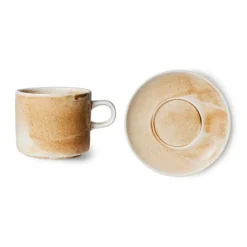 HK Living Chef Ceramics ACE7167 kop en schotel 220 ml aardewerk rustic brown