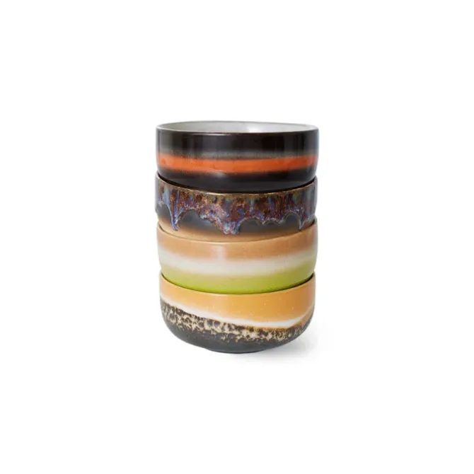 HK Living 70's ACE7260 Humus dessertschaal ø 12,5 cm aardewerk 4-delig