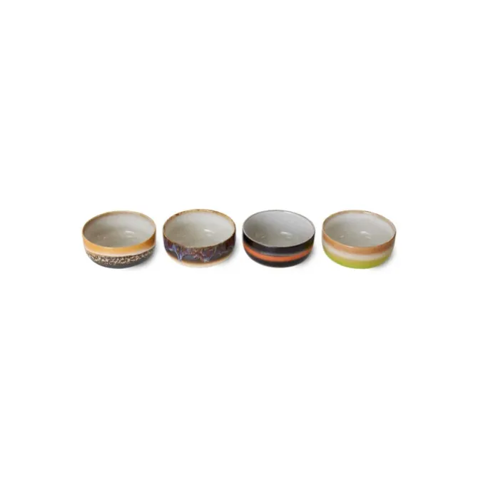 HK Living 70's ACE7260 Humus dessertschaal ø 12,5 cm aardewerk 4-delig
