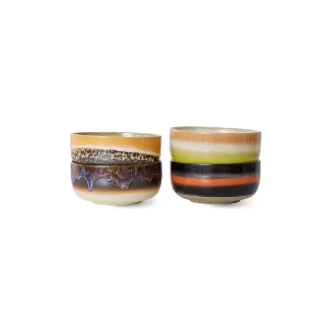 HK Living 70's ACE7260 Humus dessertschaal ø 12,5 cm aardewerk 4-delig