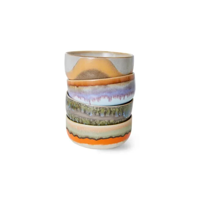 HK Living 70's ACE7259 Reef dessertschaal ø 12,5 cm aardewerk 4-delig