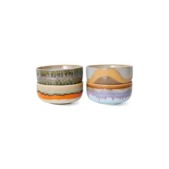 HK Living 70's ACE7259 Reef dessertschaal ø 12,5 cm aardewerk 4-delig