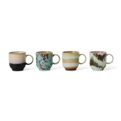 HK Living 70's KST0136 Abstract koffiemok 250 ml aardewerk 4-delig
