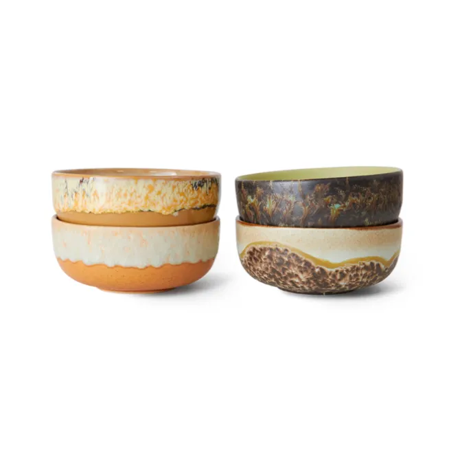 HK Living 70's KST0037 Drift Tapas Bowls ø 11 cm aardewerk 4-delig