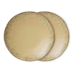 HK Living 70's KST0179 Grit dinerbord ø 27,5 cm aardewerk 2-delig