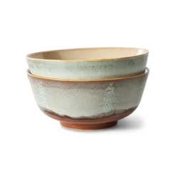 HK Living 70's KST0076 Verge Ramen Bowl ø 19 cm aardewerk 2-delig