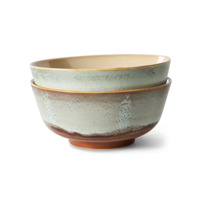 HK Living 70's KST0076 Verge Ramen Bowl ø 19 cm aardewerk 2-delig