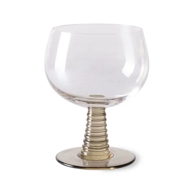 HK Living Swirl AGL4477 wijnglas laag ø 10 cm glas groen