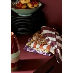 HK Living TOT4052 Striped servet 30 x 30 cm katoen Tangerine