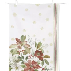 Ihr Poinsettia Bouquet theedoek 70 x 50 cm katoen crème