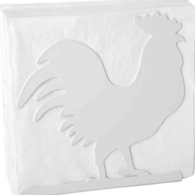 Ihr Rooster servethouder 16,5 x 15 x 4 cm staal wit