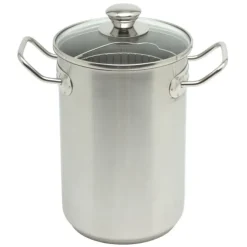 Inoxibar aspergepan met glasdeksel ø 16 cm rvs mat