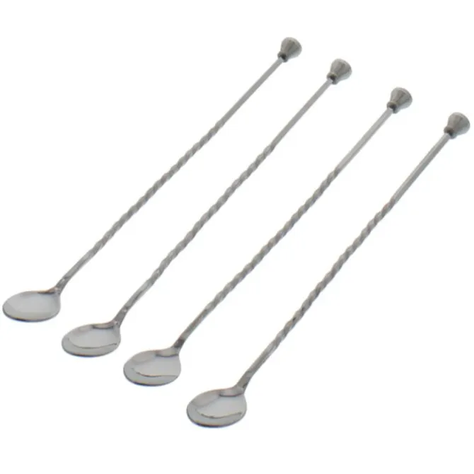 Inoxibar cocktaillepels set van 4 stuks 32 cm rvs