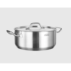Inoxibar lage kookpan met deksel ø 28 cm rvs mat