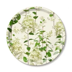 Jamida Hortensia dienblad ø 39 cm hout wit/groen