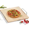 Küchenprofi pizzasteen met houder 35 x 38 cm keramiek beige
