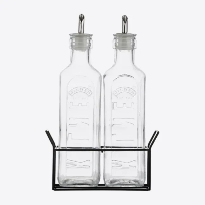 Kilner olieflessen met houder 600 ml glas rvs 3-delig