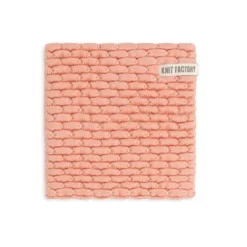 Knit Factory Block gebreide onderzetter Apricot Ecru