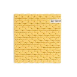 Knit Factory Block gebreide onderzetter Gold Ecru