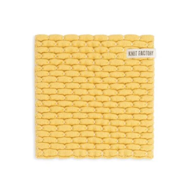 Knit Factory Block gebreide onderzetter Orange Ecru