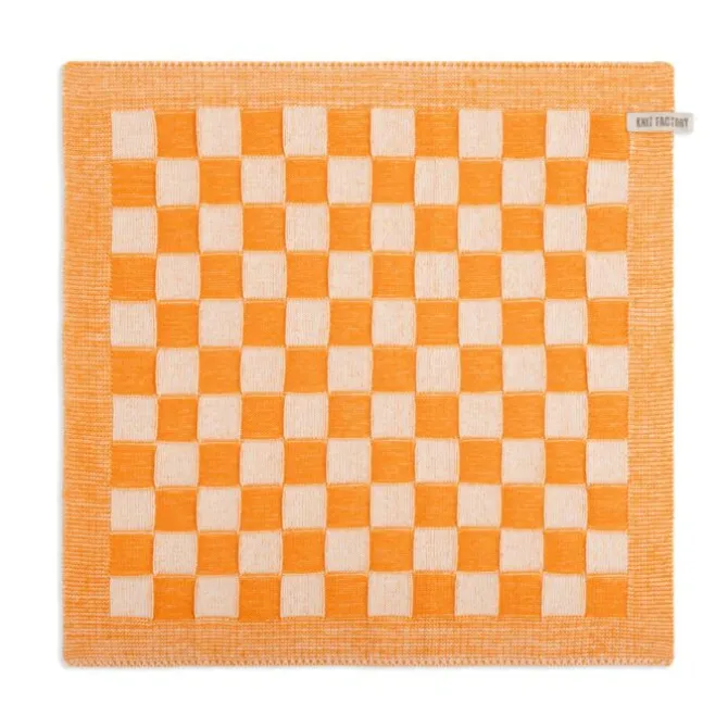 Knit Factory Block handdoek 50 x 50 cm Gold Ecru