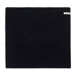 Knit Factory handdoek geruit 50 x 50 cm katoen acryl zwart