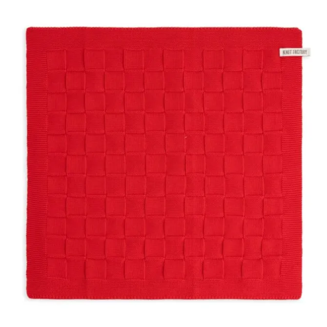 Knit Factory Uni handdoek 50 x 50 cm Rood