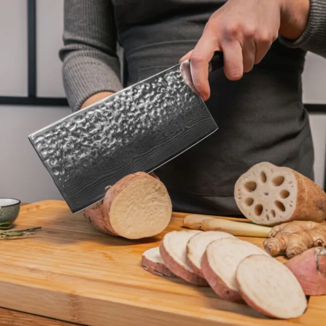 Kotai Pakka Damascus Chinees koksmes 19 cm met beschermhoes