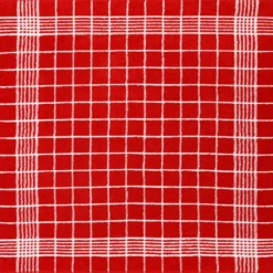 Kracht handdoek ruit 50 x 50 cm katoen rood