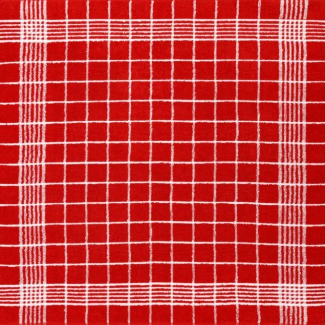 Kracht handdoek ruit 50 x 50 cm katoen rood