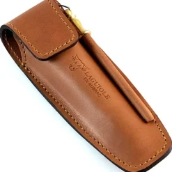 Laguiole en Aubrac holster met aanzetstaal leer bruin