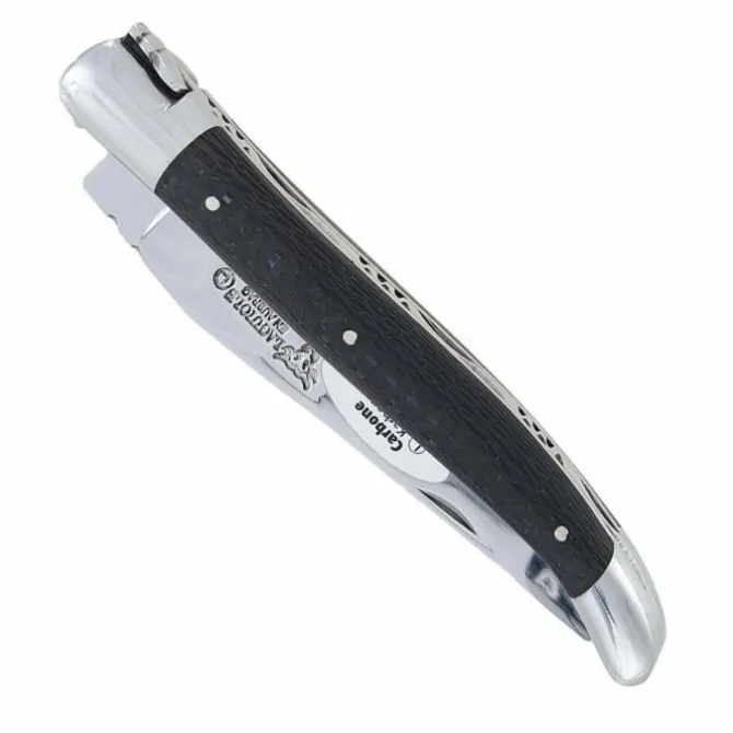 Laguiole en Aubrac klap-steakmes 12 cm houtskool
