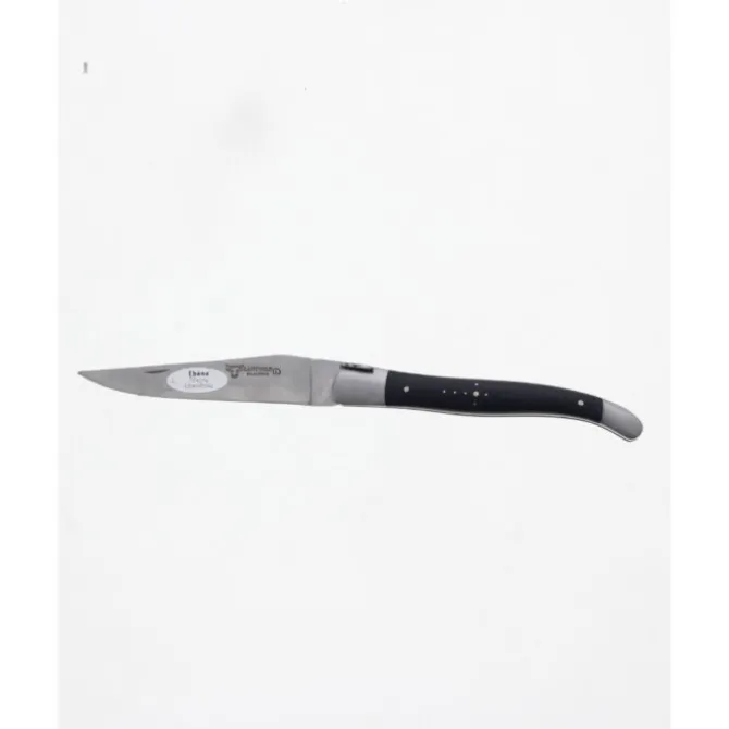 Laguiole en Aubrac klap-steakmes 12 cm ebbenhout - mat rvs