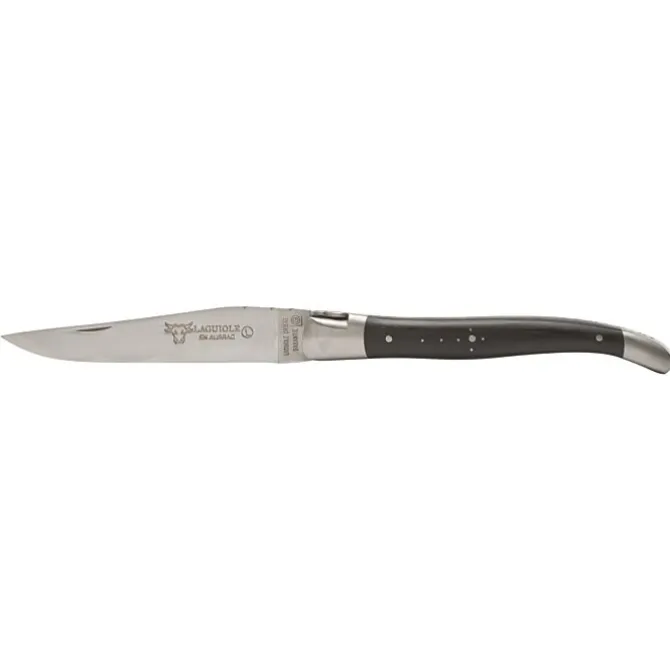 Laguiole en Aubrac Shepherd's Cross klap-steakmes 12 cm ebbenhout donkerbruin