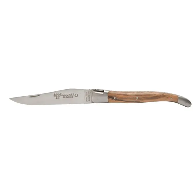 Laguiole en Aubrac Shepherd's Cross klap-steakmes 12 cm olijfhout