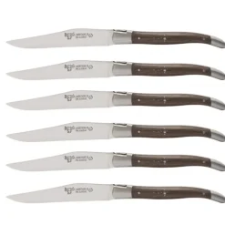 Laguiole en Aubrac Shepherd's Cross steakmes 11,5 cm wengéhout 6 stuks